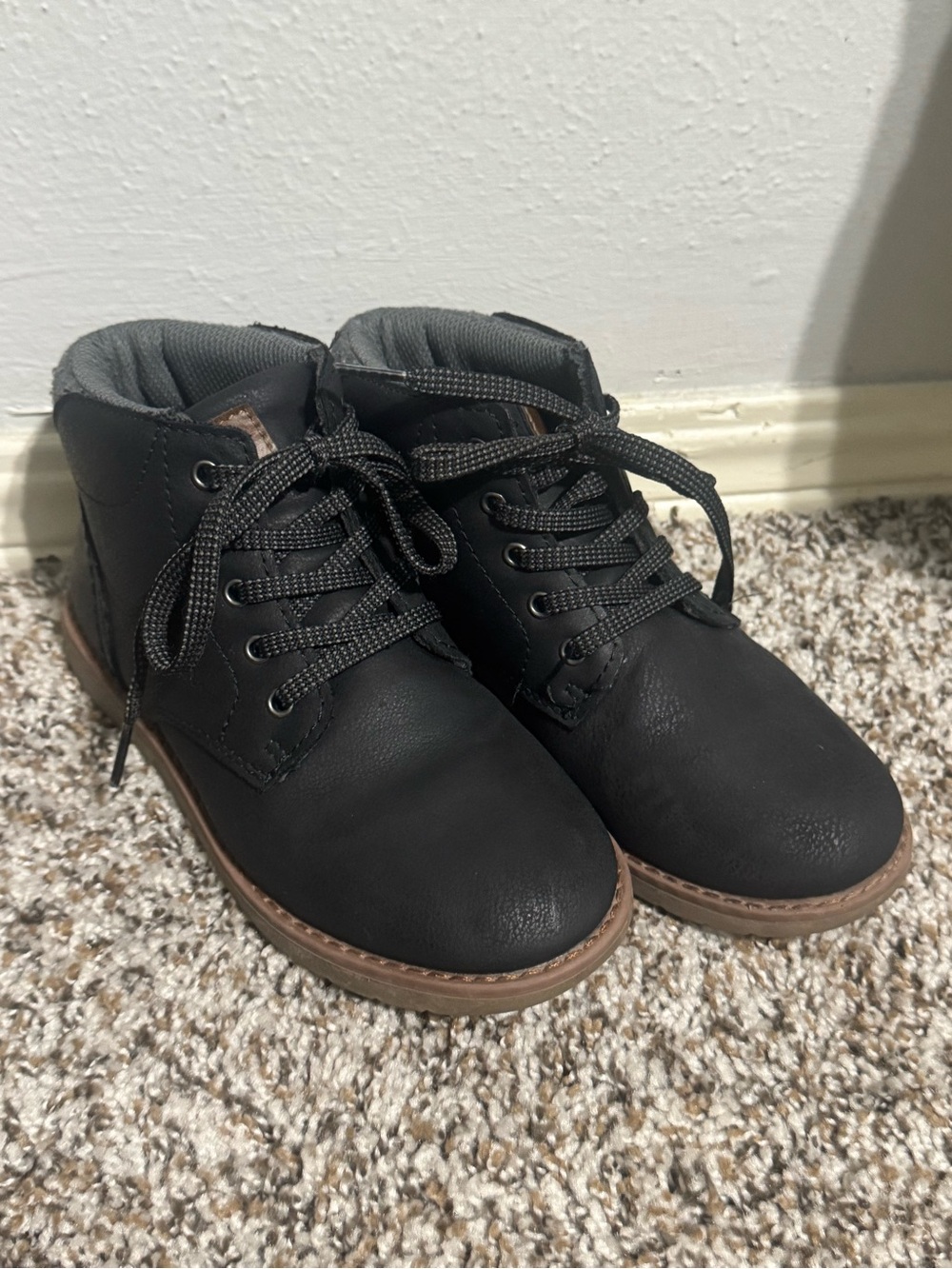 Kids Black Lace-Up Ankle Boots - Casual Comfort